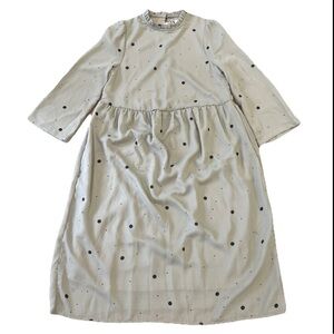 Ichi Dress Size Small Polka Dot MIDI Cottagecore Prairie Grandmacore Minimalist